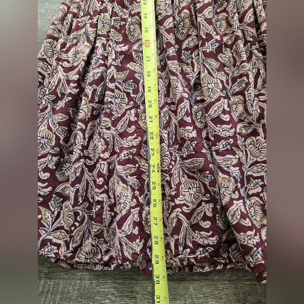 NATURAL LIFE Stella Mini Dress Maroon Floral Vines Purple Wine Sz Small - Picture 14 of 14